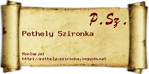 Pethely Szironka névjegykártya